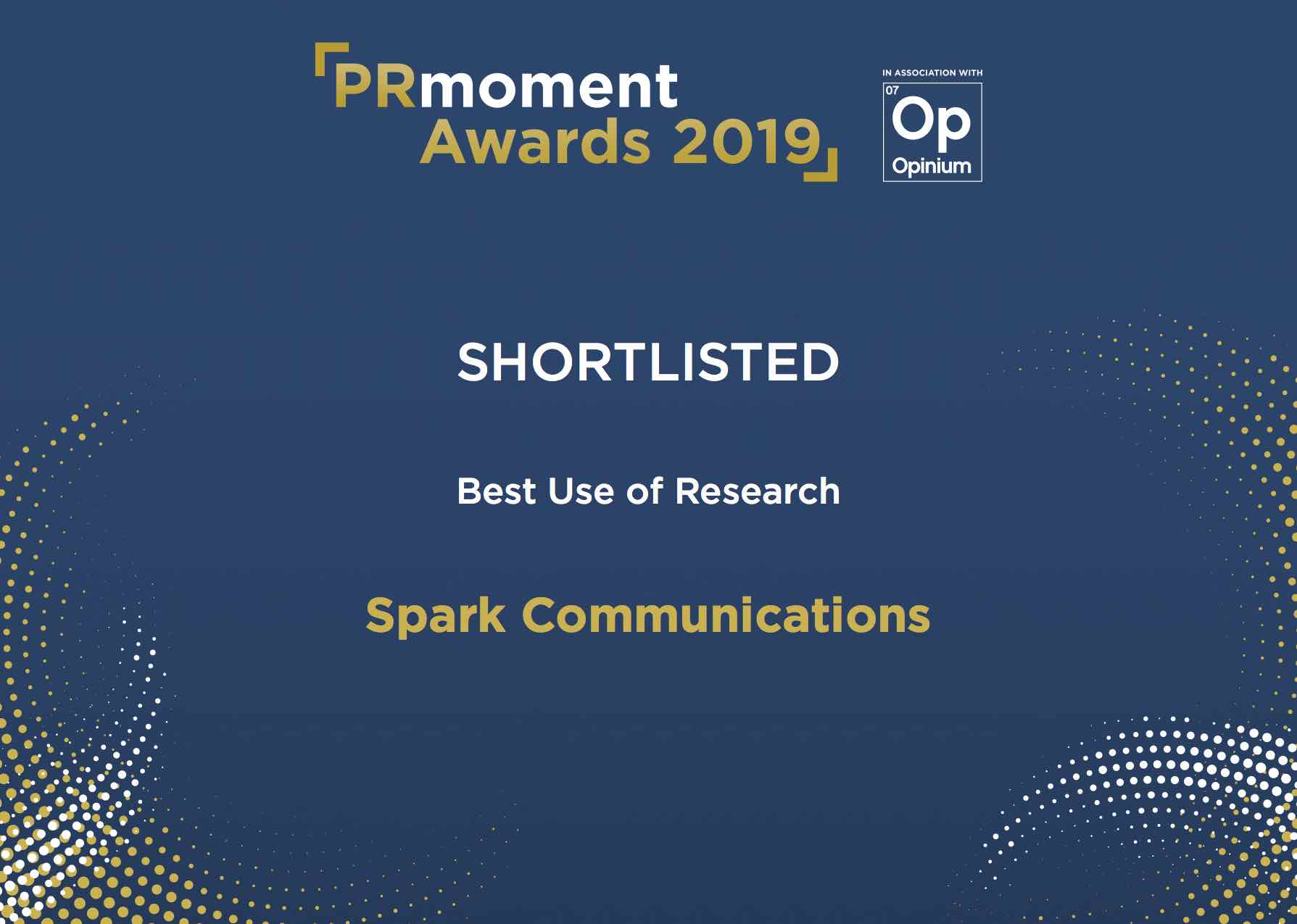 Shortlisted in the PRmoment Awards 2019